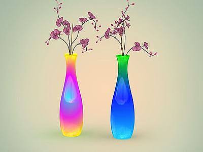 3d彩色花瓶灯模型
