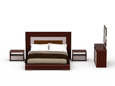 3d红木双人床免费模型