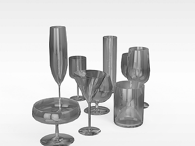 透明玻璃杯模型3d模型