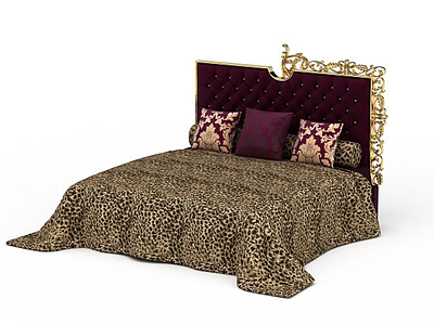 3d紫色高档床免费模型