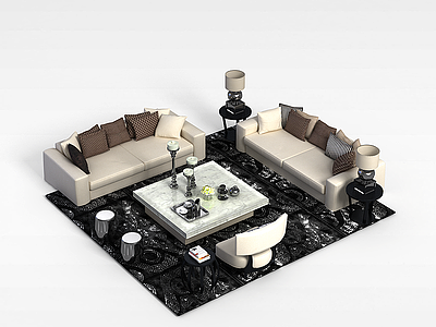 时尚沙发茶几组合模型3d模型