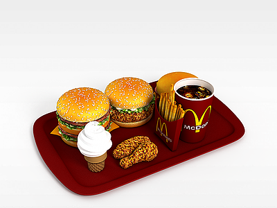 3d麦当劳<font class='myIsRed'>汉堡</font>包模型