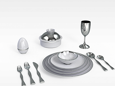 3d厨房餐具模型