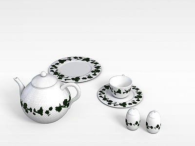 3d简约茶具模型