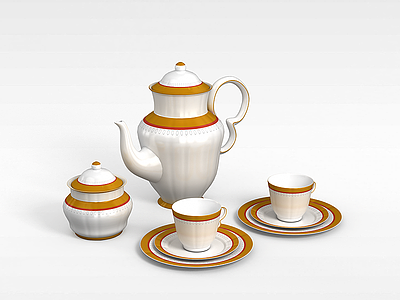 3d簡約茶具模型