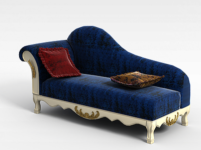 3d蓝色贵妃沙发模型