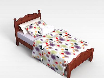 3d简约儿童床模型