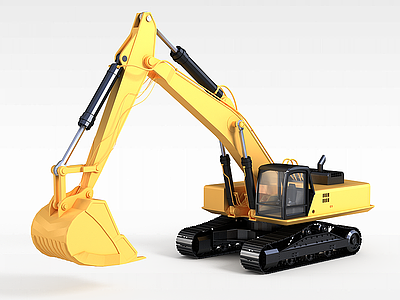 黄色挖掘机模型3d模型