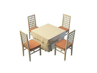 3d中式餐厅桌椅免费模型