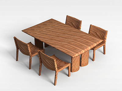 实木桌椅组合模型3d模型