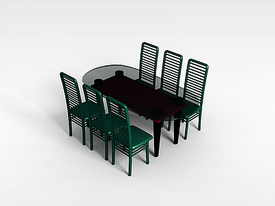 3d简约餐桌椅模型