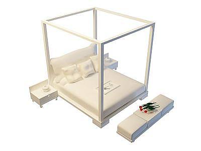 3d吊顶双人床免费模型