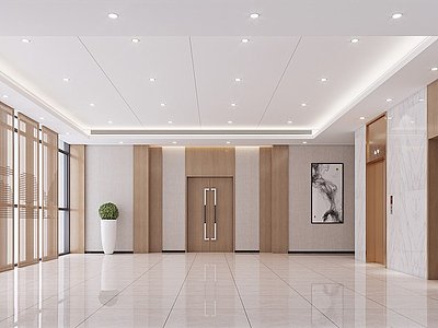 3d新中式门厅电梯厅模型