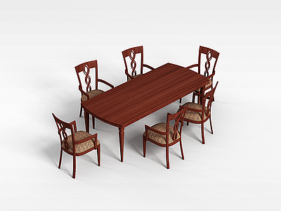 3d中式客厅餐桌椅模型
