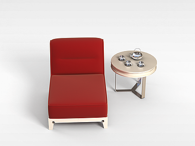 单人沙发茶几组合模型3d模型