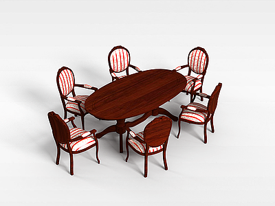 3d中式简约实木桌椅模型