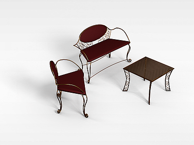 3d欧式铁艺桌椅模型