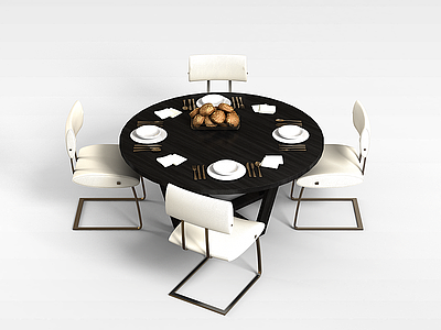 3d时尚餐厅桌椅模型