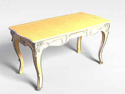 欧式雕花橡木桌模型3d模型