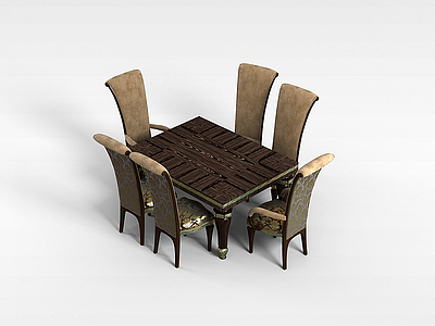 欧式艺术桌椅模型3d模型