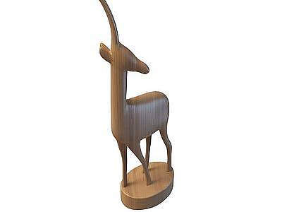 小鹿木质雕塑模型3d模型