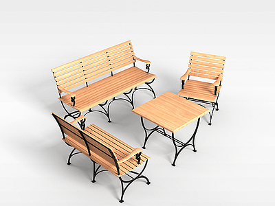 3d公园休闲桌椅模型