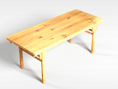 3d中式简约实木餐桌模型