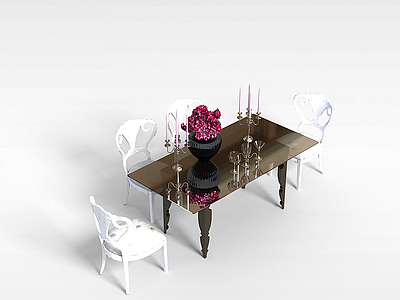 3d时尚餐桌椅组合模型