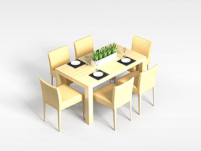 3d现代厨房桌椅模型