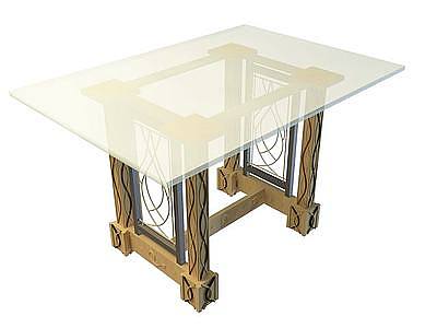3d创意玻璃台面桌免费模型
