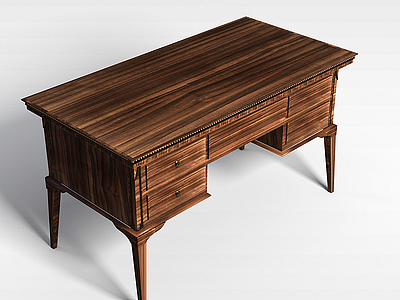 3d木质书桌模型