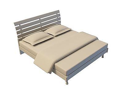 3d实木木板双人床免费模型