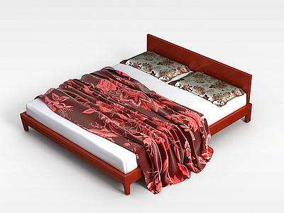 3d简约软垫床模型