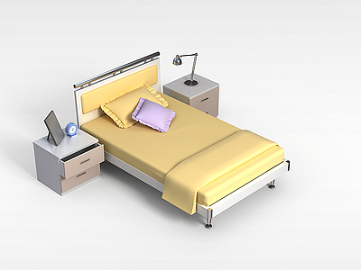 3d卧室单人床模型