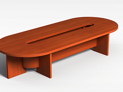 椭圆形实木会议桌模型3d模型