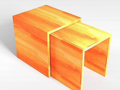 3d组合式实木边几模型