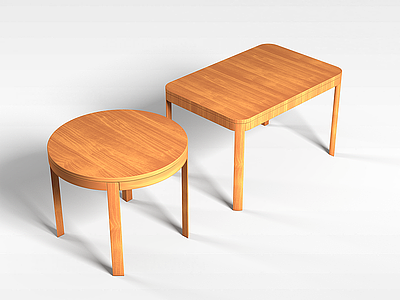 实木桌组合模型3d模型