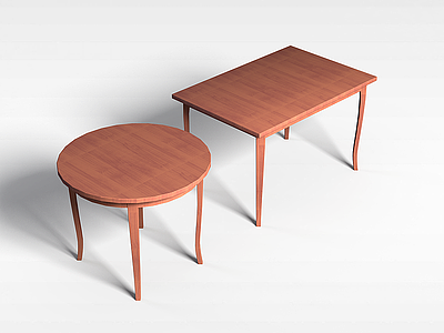 3d实木桌组合模型