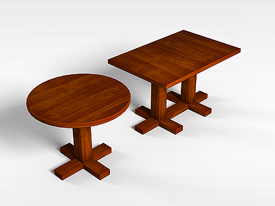 3d实木休闲桌组合模型