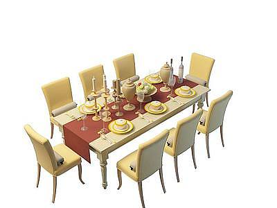 3d豪华多人餐桌免费模型
