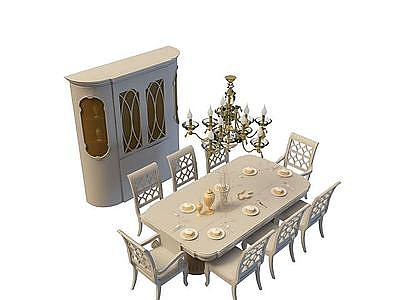 白色餐桌模型3d模型