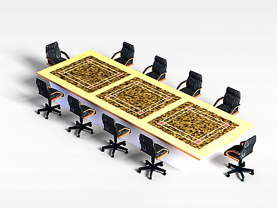 高档董事会议桌模型3d模型