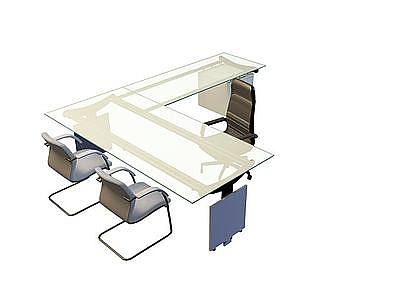 玻璃办公桌模型3d模型