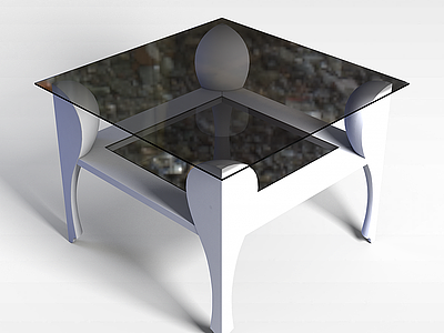 3d方形客厅玻璃茶几模型