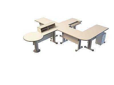 3d十字形办公桌免费模型
