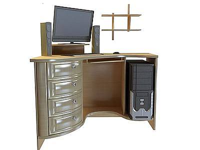 豪华电脑桌模型3d模型
