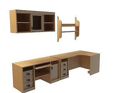 实木办公桌模型3d模型