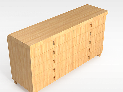 中式实木边柜模型3d模型