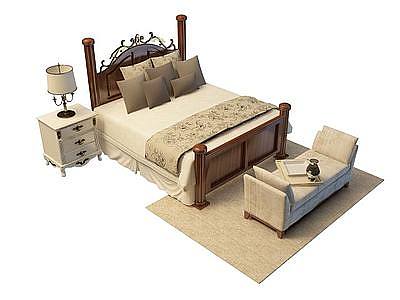 3d高档双人床免费模型