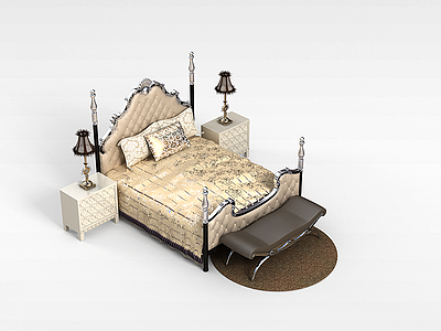 3d豪华欧式床模型